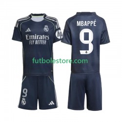 Segunda Equipación del Real Madrid Kylian Mbappe 9 2025-2026 Manga Corta para Niño (Camiseta y pantalón)