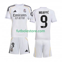Primera Equipación del Real Madrid Kylian Mbappe 9 2025-2026 Manga Corta para Niño (Camiseta y pantalón)