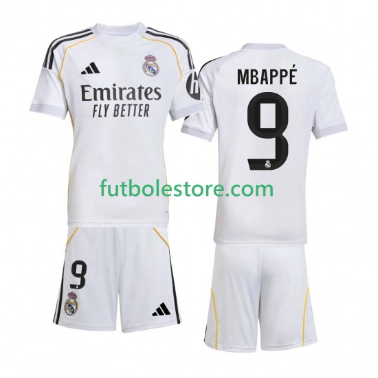 Primera Equipación del Real Madrid Kylian Mbappe 9 2025-2026 Manga Corta para Niño (Camiseta y pantalón) Primera Equipación del Real Madrid Kylian Mbappe 9 2025-2026 Manga Corta para Niño (Camiseta y pantalón)