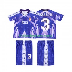 Segunda Equipación del Real Madrid R CARLOS 3 Retro 1996-1997 Manga Corta para Niño (Camiseta y pantalón)