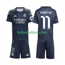 Segunda Equipación del Real Madrid Rodrygo 11 2025-2026 Manga Corta para Niño (Camiseta y pantalón)