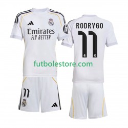Primera Equipación del Real Madrid Rodrygo 11 2025-2026 Manga Corta para Niño (Camiseta y pantalón)