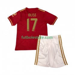 Primera Equipación del Bayern de Múnich 125th Anniversary Michael Olise 17 2024-2025 Rojo Manga Corta para Niño (Camiseta y pantalón)