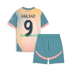 Cuarta Equipación del Manchester City Haaland 9 2024-2025 Manga Corta para Niño (Camiseta y pantalón)