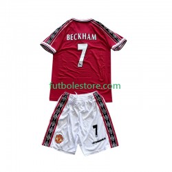 Primera Equipación del Manchester United Beckham 7 Retro 1998-1999 Manga Corta para Niño (Camiseta y pantalón)
