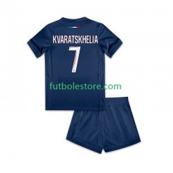 Primera Equipación del Paris Saint-Germain Khvicha Kvaratskhelia 7 2024-2025 Manga Corta para Niño (Camiseta y pantalón)