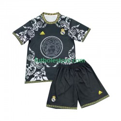 Primera Equipación del Real Madrid Versace Edition 2024-2025 Negro Manga Corta para Niño (Camiseta y pantalón)
