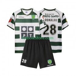 Primera Equipación del Sporting CP Cristiano Ronaldo 28 Retro 2001 2003 Manga Corta para Niño (Camiseta y pantalón)