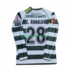 Primera Equipación del Sporting CP Cristiano Ronaldo 28 Retro 2001 2003 ML para Hombre