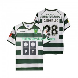 Primera Equipación del Sporting CP Cristiano Ronaldo 28 Retro 2001 2003 Manga Corta para Hombre