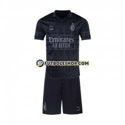 Cuarta Equipación del AC Milan 2023-2024 Negro Manga Corta para Niño (Camiseta y pantalón)