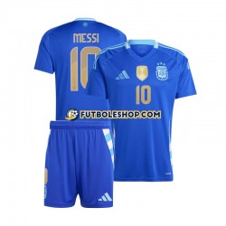 Segunda Equipación del Argentina Lionel Messi 10 Copa America 2024 Azul Manga Corta para Niño (Camiseta y pantalón)