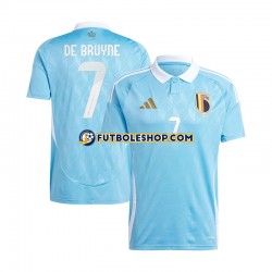 Segunda Equipación del Bélgica De Bruyne 7 Euro 2024 Azul Manga Corta para Hombre