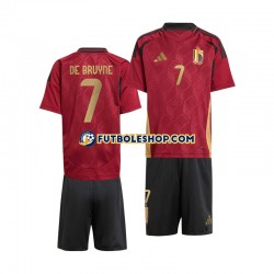 Primera Equipación del Bélgica De Bruyne 7 Euro 2024 Rojo Manga Corta para Niño (Camiseta y pantalón)