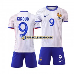 Segunda Equipación del Francia Olivier Giroud 9 Euro 2024 Blanco Manga Corta para Niño (Camiseta y pantalón)