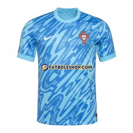 Tercera Equipación del Portugal Portero Euro 2024 Azul Manga Corta para Hombre