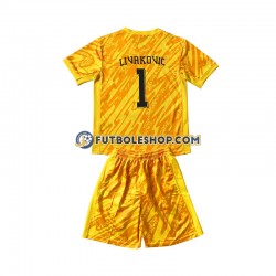 Primera Equipación del Croacia Portero DOMINIK LIVAKOVIC 1 Euro 2024 Amarillo Manga Corta para Niño (Camiseta y pantalón)