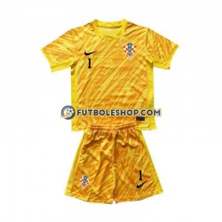 Primera Equipación del Croacia Portero DOMINIK LIVAKOVIC 1 Euro 2024 Amarillo Manga Corta para Niño (Camiseta y pantalón)