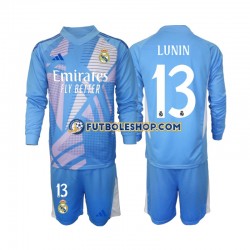 Primera Equipación del Real Madrid Portero Andriy Lunin 13 2024-2025 ML para Niño (Camiseta y pantalón)