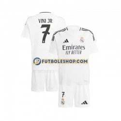 Primera Equipación del Real Madrid Vinicius Junior 7 2024-2025 Blanco Manga Corta para Niño (Camiseta y pantalón)