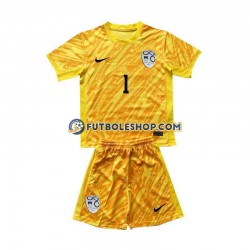 Primera Equipación del Eslovenia Portero Jan Oblak 1 Euro 2024 Amarillo Manga Corta para Niño (Camiseta y pantalón)