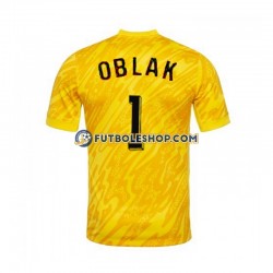 Primera Equipación del Eslovenia Portero Jan Oblak 1 Euro 2024 Amarillo Manga Corta para Hombre