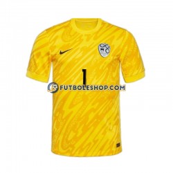 Primera Equipación del Eslovenia Portero Jan Oblak 1 Euro 2024 Amarillo Manga Corta para Hombre