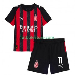 Primera Equipación del AC Milan Christian Pulisic 11 2025-2026 Manga Corta para Niño (Camiseta y pantalón)
