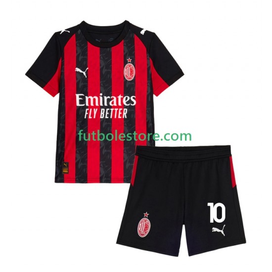 Primera Equipación del AC Milan Rafael Leao 10 2025-2026 Manga Corta para Niño (Camiseta y pantalón)