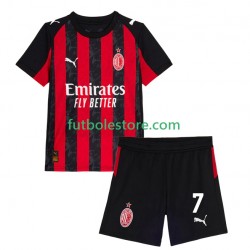 Primera Equipación del AC Milan Santiago Gimenez 7 2025-2026 Manga Corta para Niño (Camiseta y pantalón)