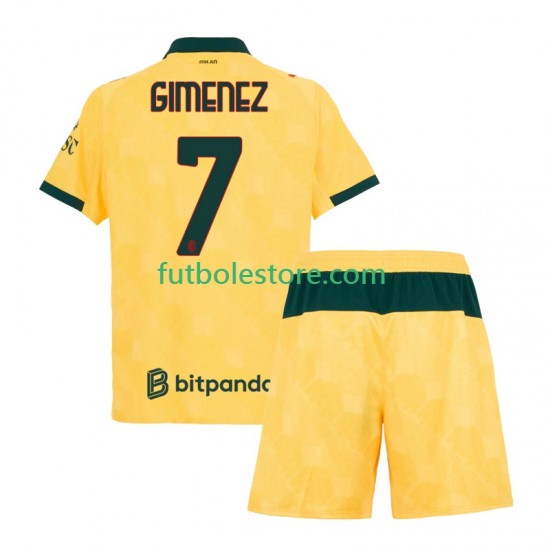 Tercera Equipación del AC Milan Santiago Gimenez 7 2025-2026 Manga Corta para Niño (Camiseta y pantalón)