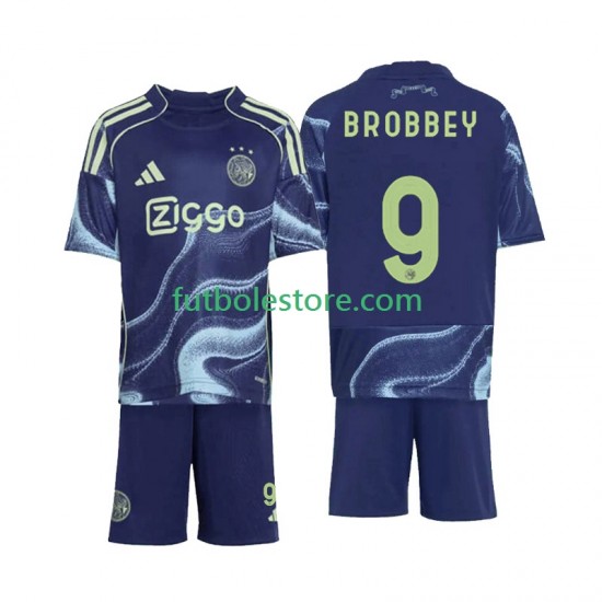 Segunda Equipación del AFC Ajax Brian Brobbey 9 2025-2026 Manga Corta para Niño (Camiseta y pantalón)