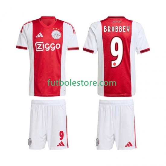 Primera Equipación del AFC Ajax Brian Brobbey 9 2025-2026 Manga Corta para Niño (Camiseta y pantalón)