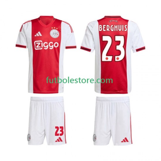 Primera Equipación del AFC Ajax Steven Berghuis 23 2025-2026 Manga Corta para Niño (Camiseta y pantalón)