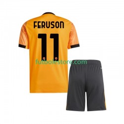 Segunda Equipación del AS Roma Evan Ferguson 11 2025-2026 Manga Corta para Niño (Camiseta y pantalón)