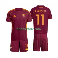 Primera Equipación del AS Roma Evan Ferguson 11 2025-2026 Manga Corta para Niño (Camiseta y pantalón)