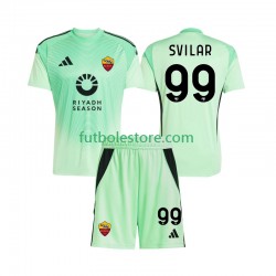 Segunda Cuarta Equipación del AS Roma Portero Mile Svilar 99 2025-2026 Manga Corta para Niño (Camiseta y pantalón)