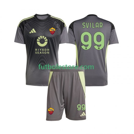 Primera Equipación del AS Roma Portero Mile Svilar 99 2025-2026 Manga Corta para Niño (Camiseta y pantalón)