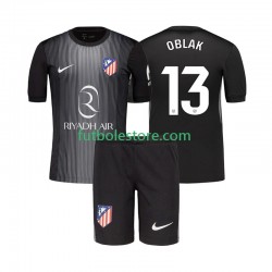 Segunda Equipación del Atlético Madrid Portero Jan Oblak 13 2025-2026 Manga Corta para Niño (Camiseta y pantalón)