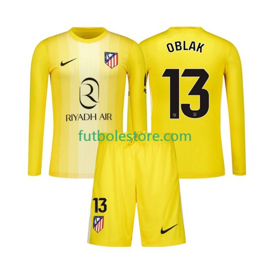 Primera Equipación del Atlético Madrid Portero Jan Oblak 13 2025-2026 ML para Niño (Camiseta y pantalón)