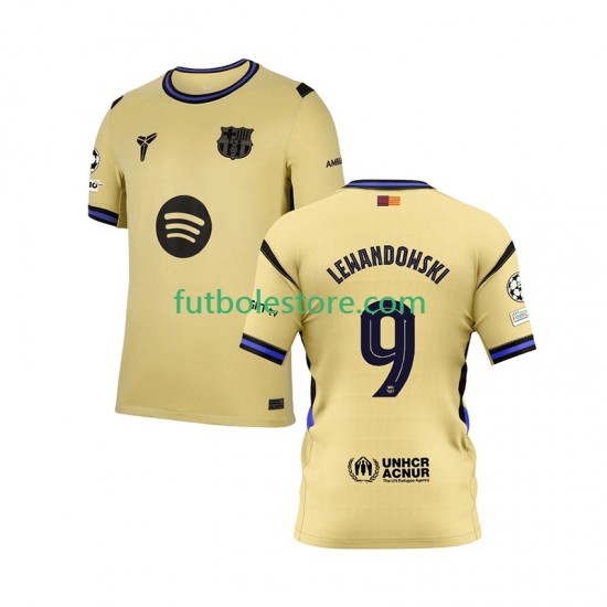 Segunda Equipación del FC Barcelona Robert Lewandowski 9 Champions League 2025-2026 Manga Corta para Hombre