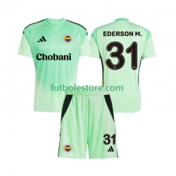 Segunda Equipación del Portero Fenerbahce Ederson Moraes 31 2025-2026 Manga Corta para Niño (Camiseta y pantalón)