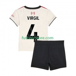 Segunda Equipación del Liverpool Virgil van Dijk 4 2025-2026 Manga Corta para Niño (Camiseta y pantalón)