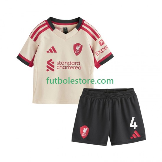 Segunda Equipación del Liverpool Virgil van Dijk 4 2025-2026 Manga Corta para Niño (Camiseta y pantalón)