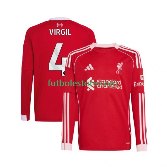 Primera Equipación del Liverpool Virgil van Dijk 4 2025-2026 ML para Hombre