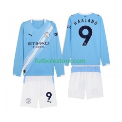 Primera Equipación del Manchester City Erling Haaland 9 2025-2026 ML para Niño (Camiseta y pantalón)