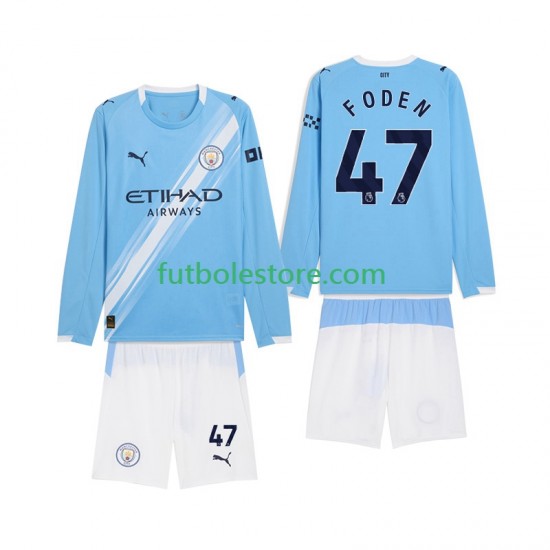 Primera Equipación del Manchester City Phil Foden 47 2025-2026 ML para Niño (Camiseta y pantalón) Primera Equipación del Manchester City Phil Foden 47 2025-2026 ML para Niño (Camiseta y pantalón)