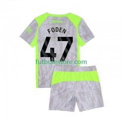 Tercera Equipación del Manchester City Phil Foden 47 2025-2026 Manga Corta para Niño (Camiseta y pantalón)