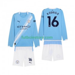 Primera Equipación del Manchester City Rodrigo Hernandez 16 2025-2026 ML para Niño (Camiseta y pantalón)