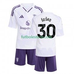 Segunda Equipación del Manchester United Benjamin Sesko 30 2025-2026 Manga Corta para Niño (Camiseta y pantalón)